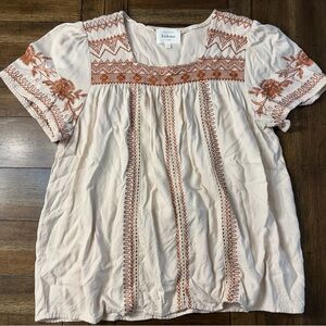 bohme Women's Blouse with Rust Embroidery